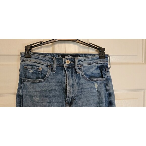 Hollister Ripped Blue Jeans Size 1 Short 25W x 25L High Rise - Picture 8 of 12